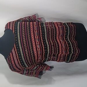 MAEVE Embroidered Sheer Flutter Sleeve Crewneck Blouse Top Bright Detailed